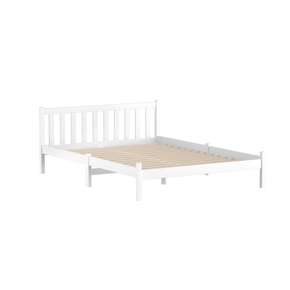 TWSC Bed Frame Double Size Wooden White SOFIE
