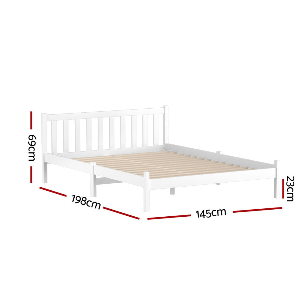 TWSC Bed Frame Double Size Wooden White SOFIE