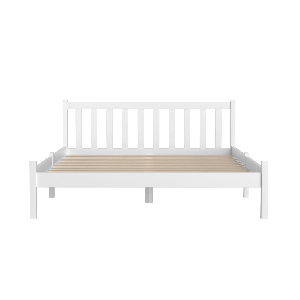 TWSC Bed Frame Double Size Wooden White SOFIE