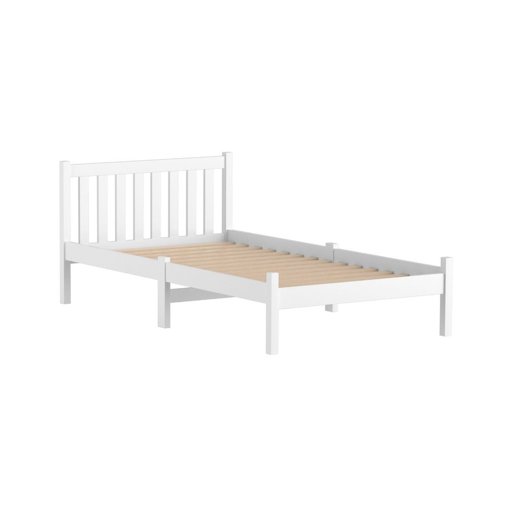TWSC Bed Frame King Single Size Wooden White SOFIE