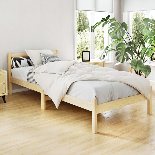 Sofie Bed Frame – Solid Pine Wood, Single Size, Oak Finish