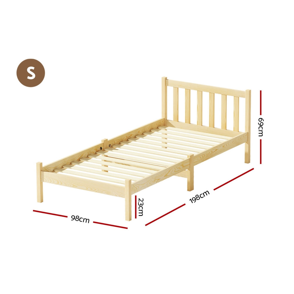 Sofie Bed Frame – Solid Pine Wood, Single Size, Oak Finish