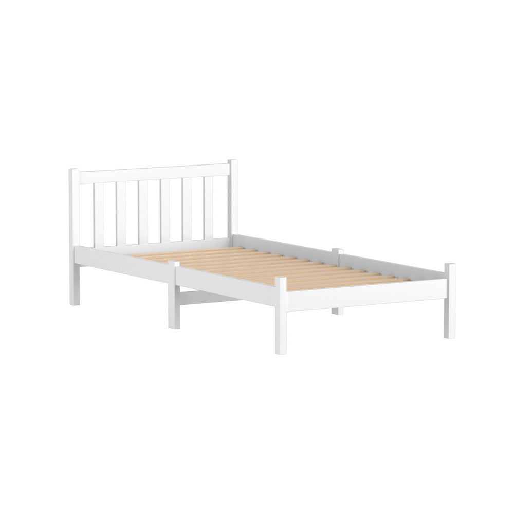 TWSC Bed Frame Single Size Wooden White SOFIE