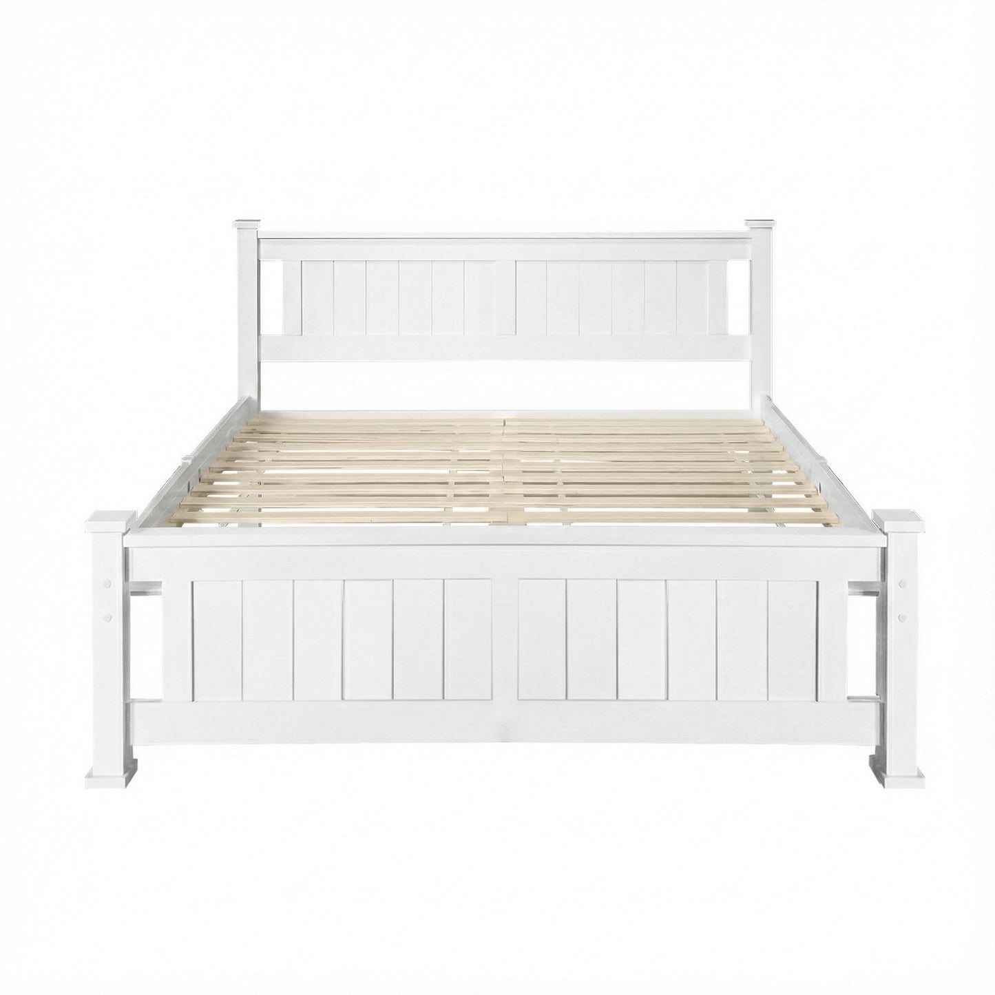 TWSC Bed Frame Double Size Wooden White RIO
