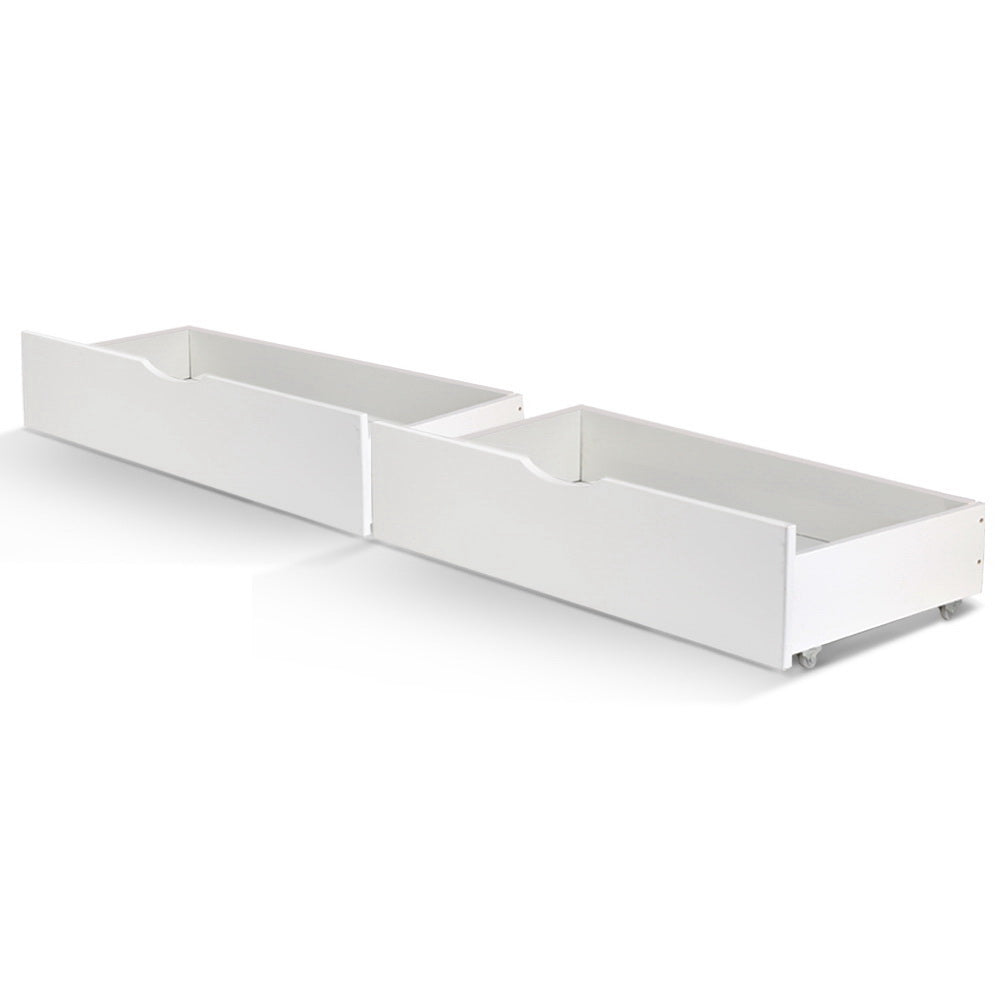 TWSC 2x Bed Frame Storage Drawers Trundle White