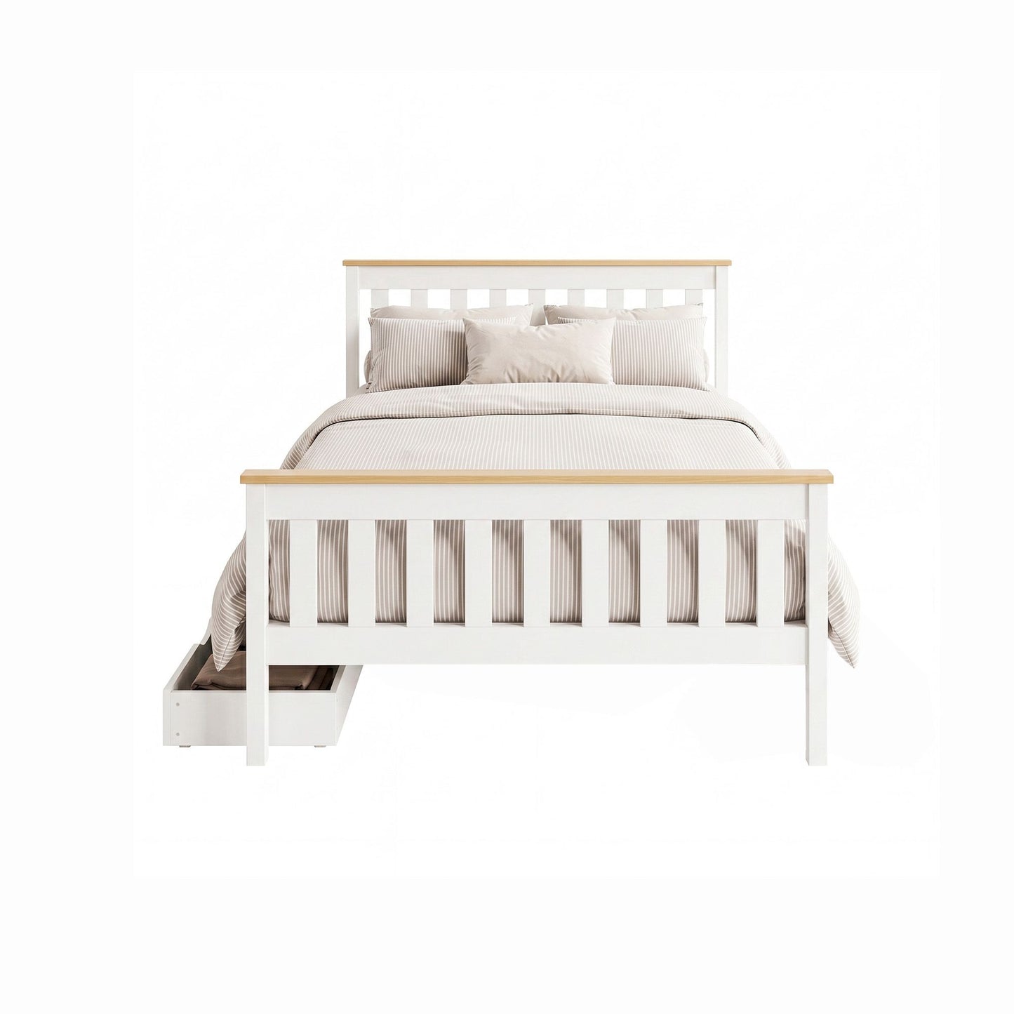 Pony Wooden Bed Frame with Storage Drawers – Double Size, White