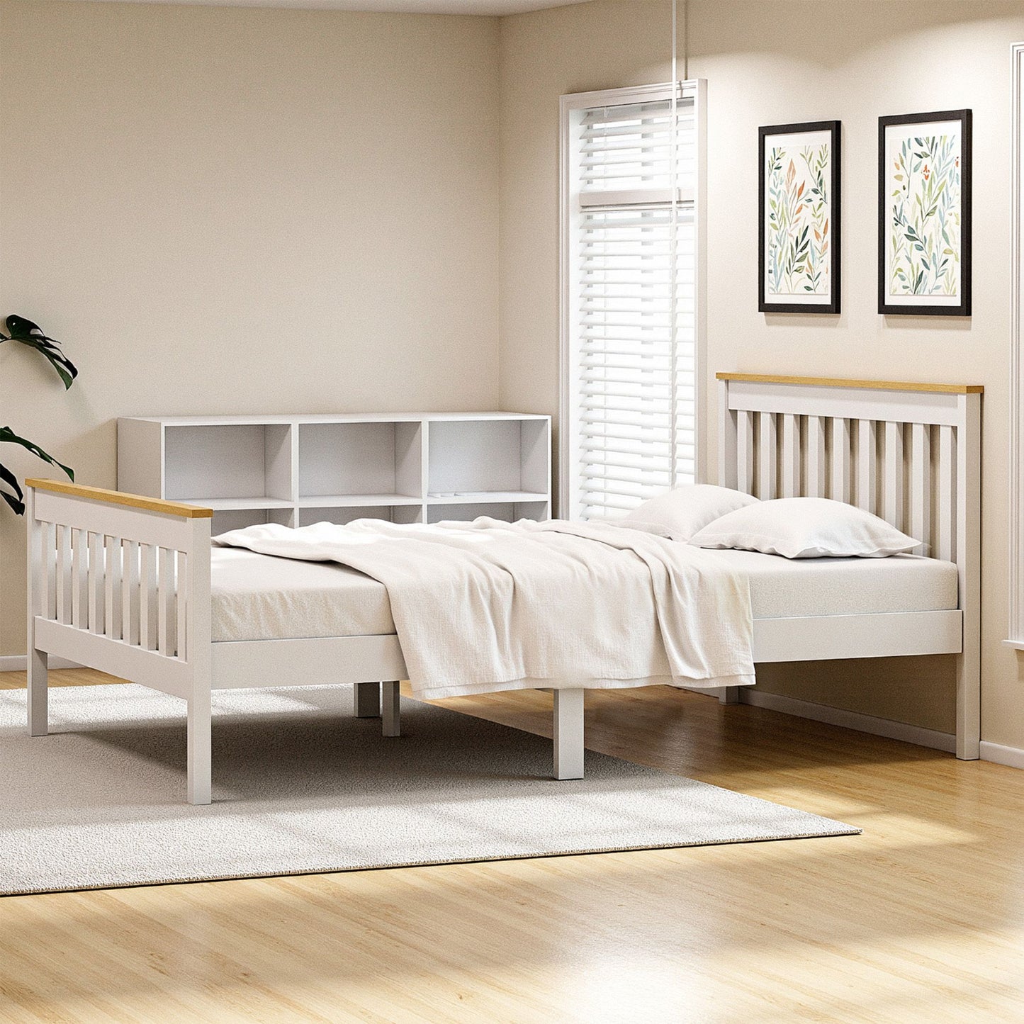 Pony Wooden Bed Frame with Storage Drawers – Double Size, White