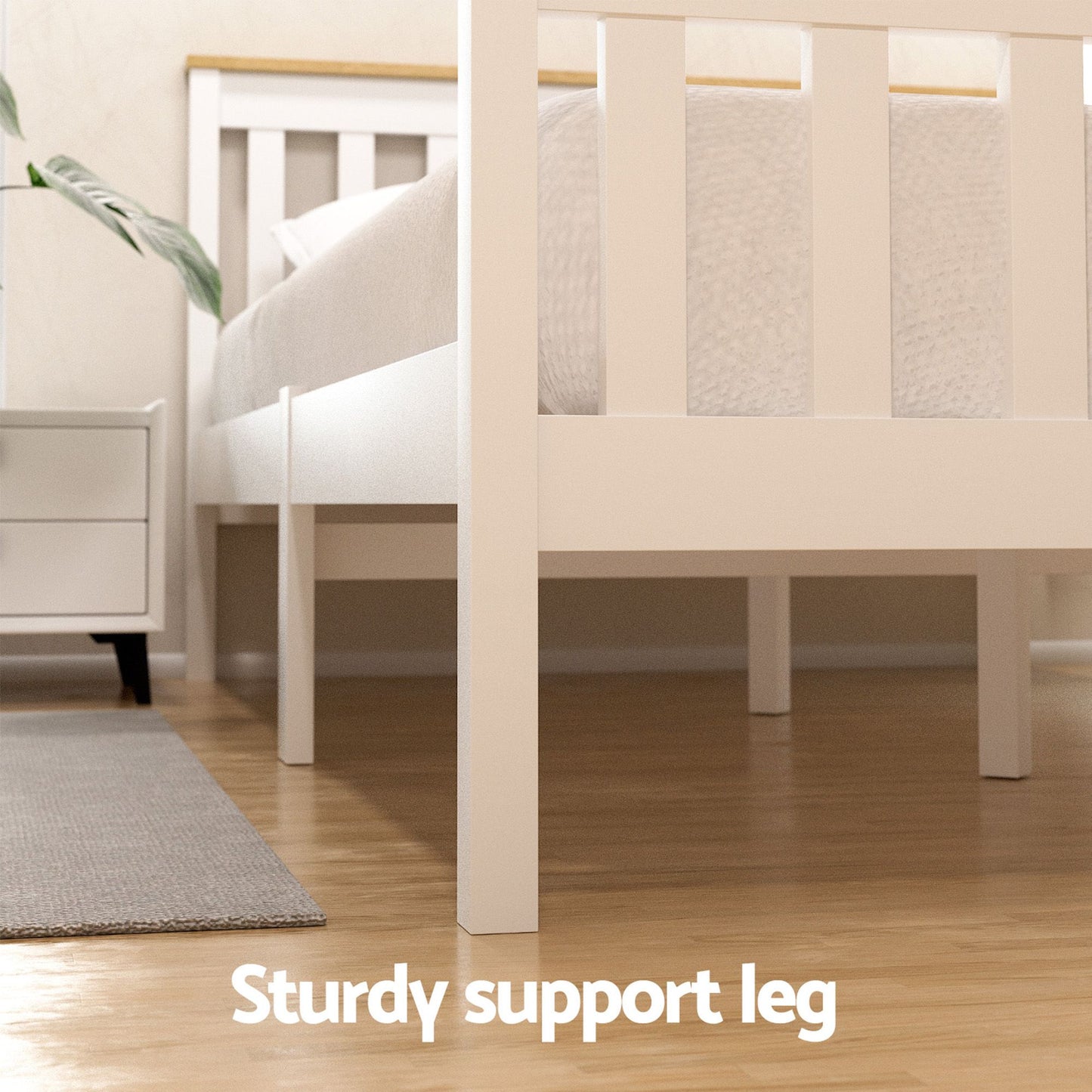 Pony Wooden Bed Frame with 2 Storage Drawers – Single, White, Pine Wood