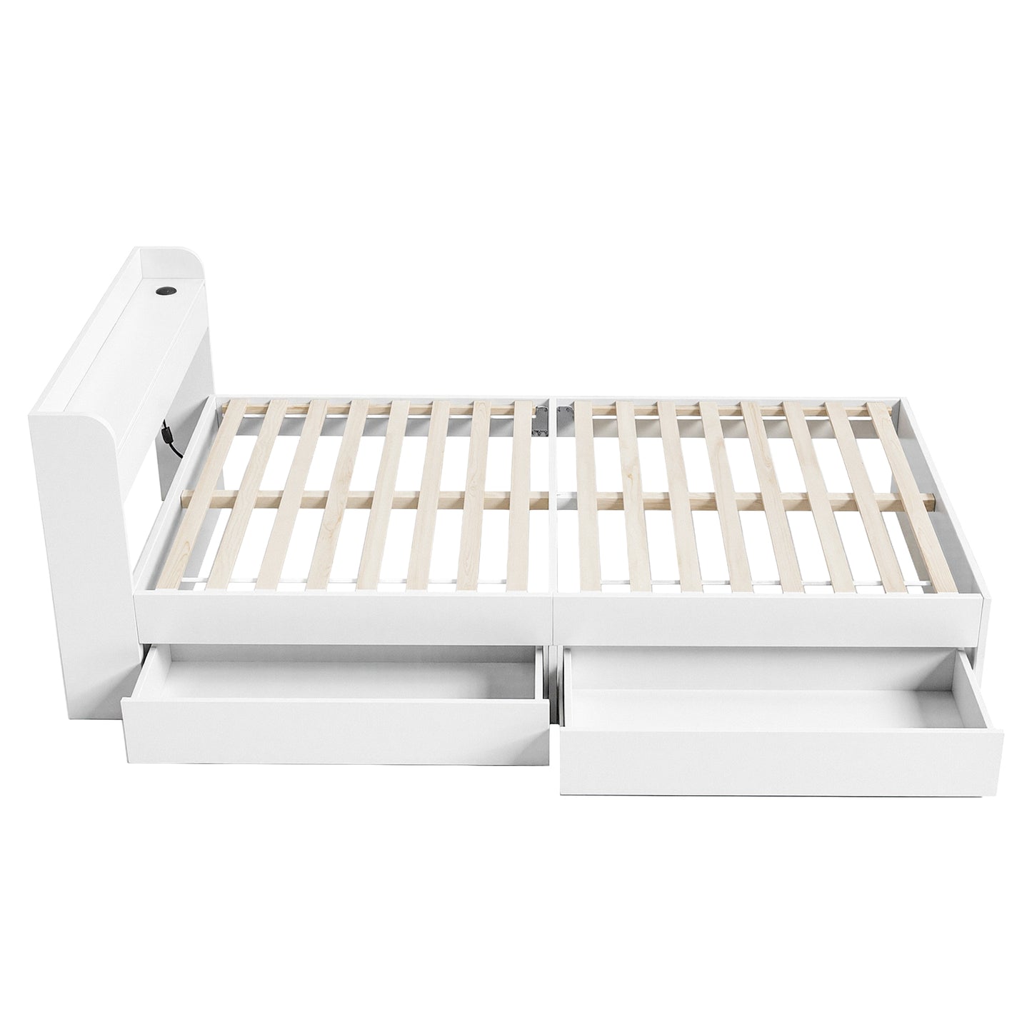 TWSC Bed Frame King Single Size with Charging Ports and 2 Drawers AURA