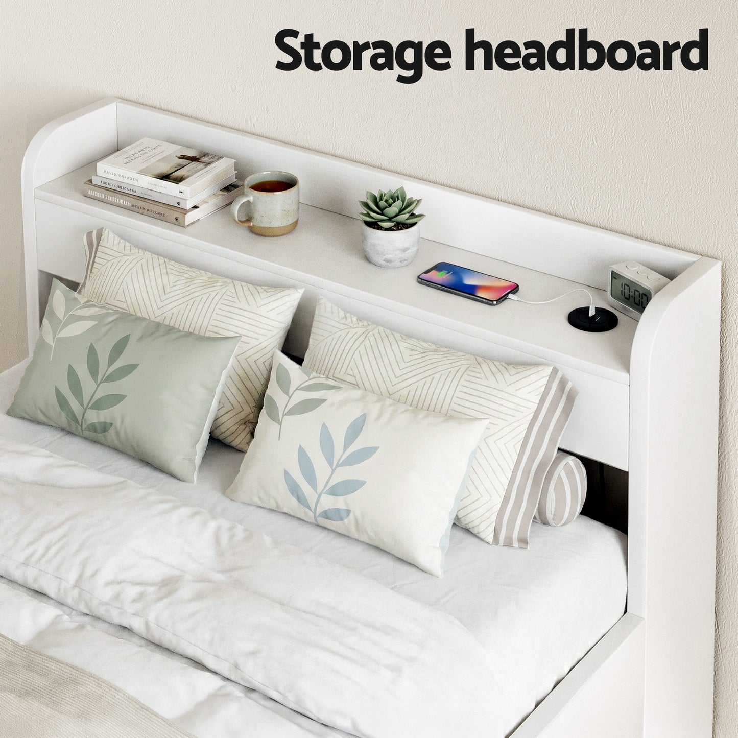 TWSC Bed Frame King Single Size with Charging Ports and 2 Drawers AURA