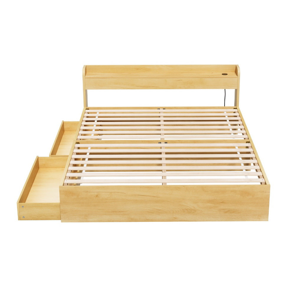 Aura Bed Frame – Queen Size with USB Charging Ports and Storage Drawers