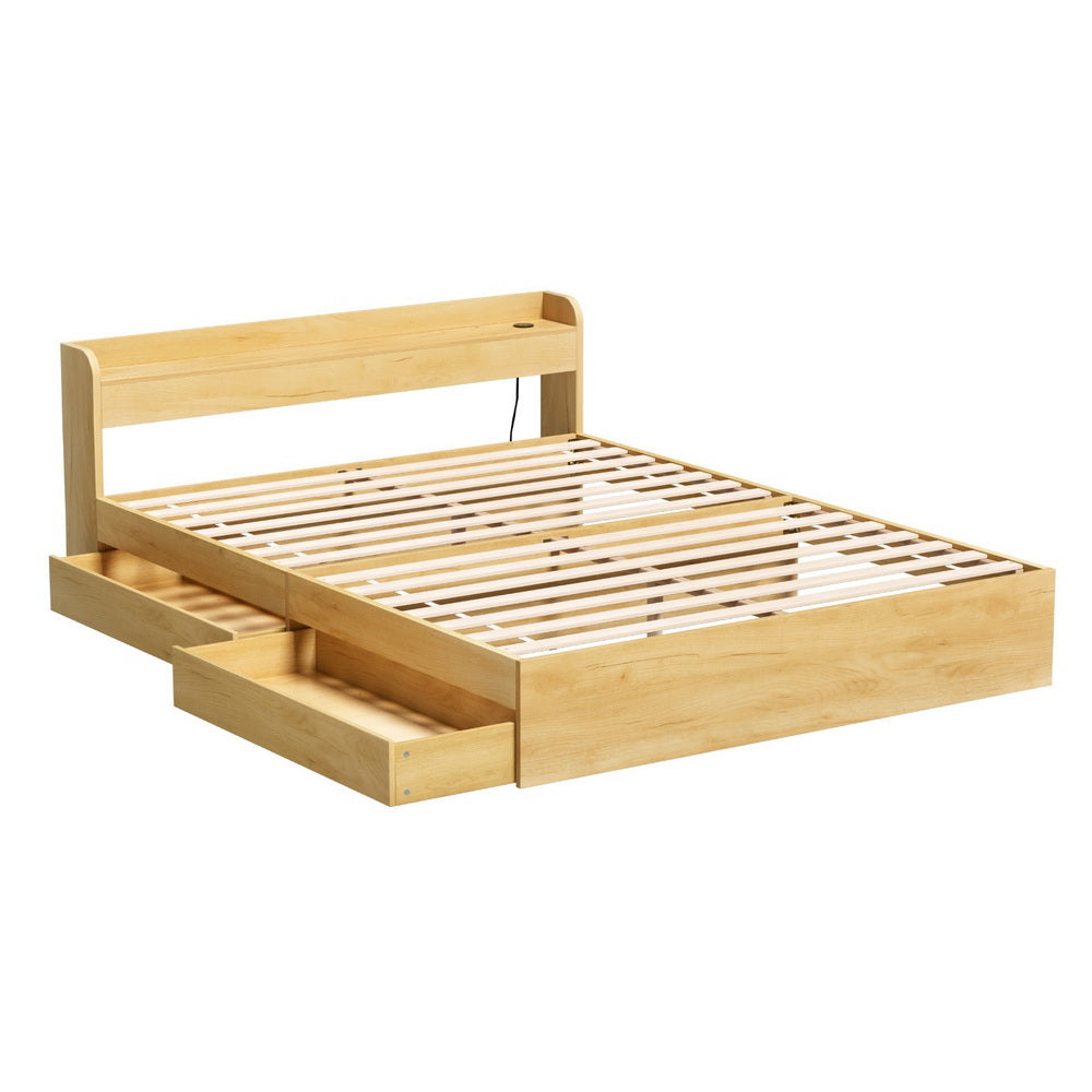 Aura Bed Frame – Queen Size with USB Charging Ports and Storage Drawers