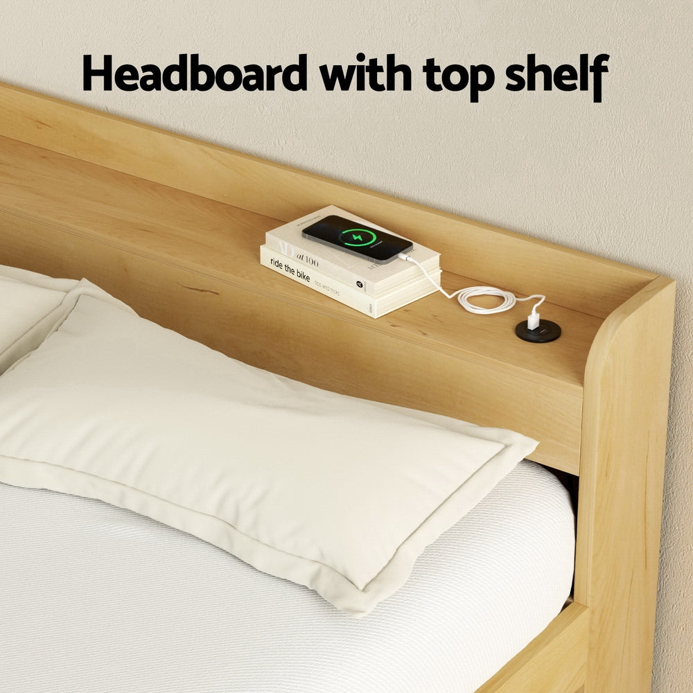 Aura Bed Frame – Queen Size with USB Charging Ports and Storage Drawers