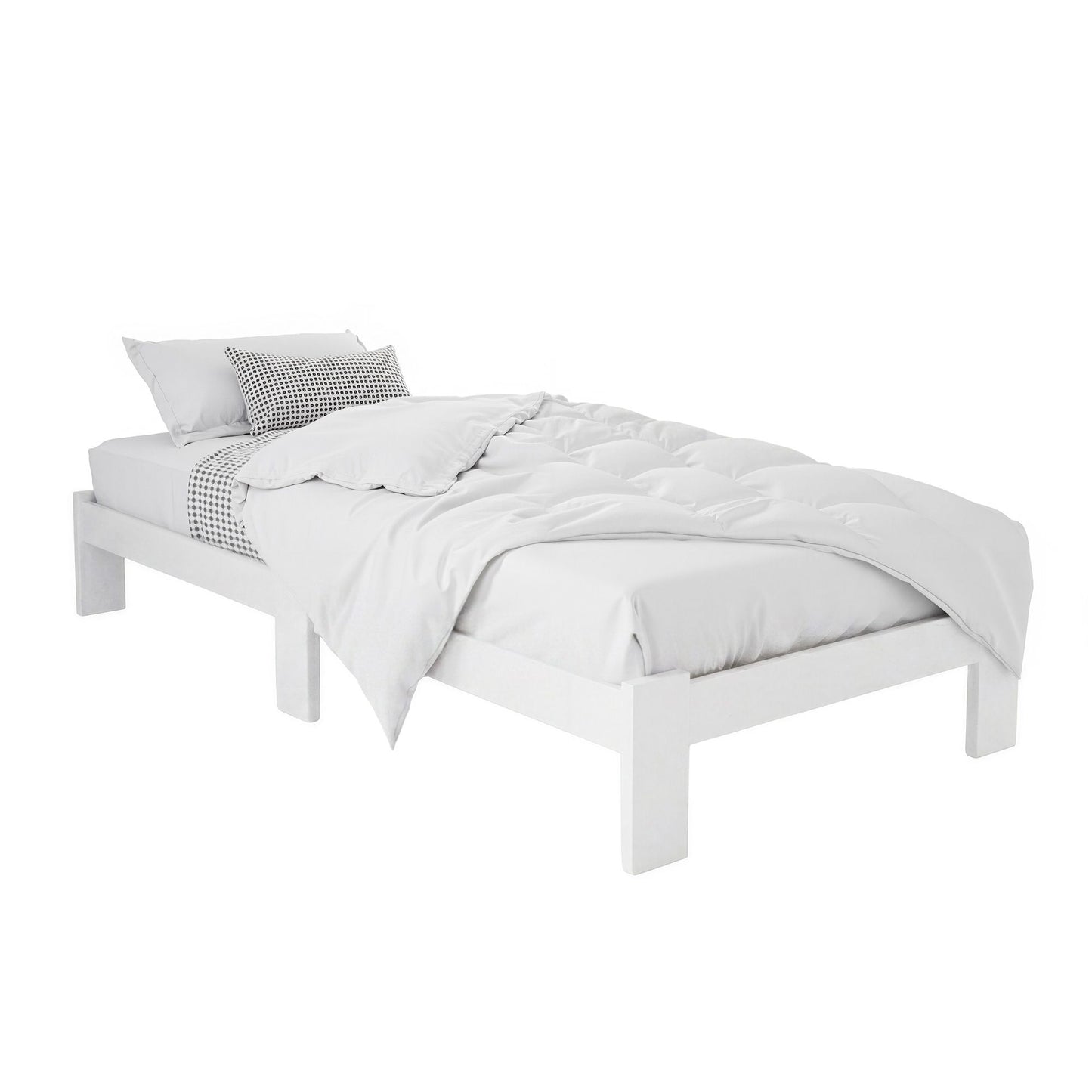 TWSC Bed Frame King Single Size Wooden White JADE