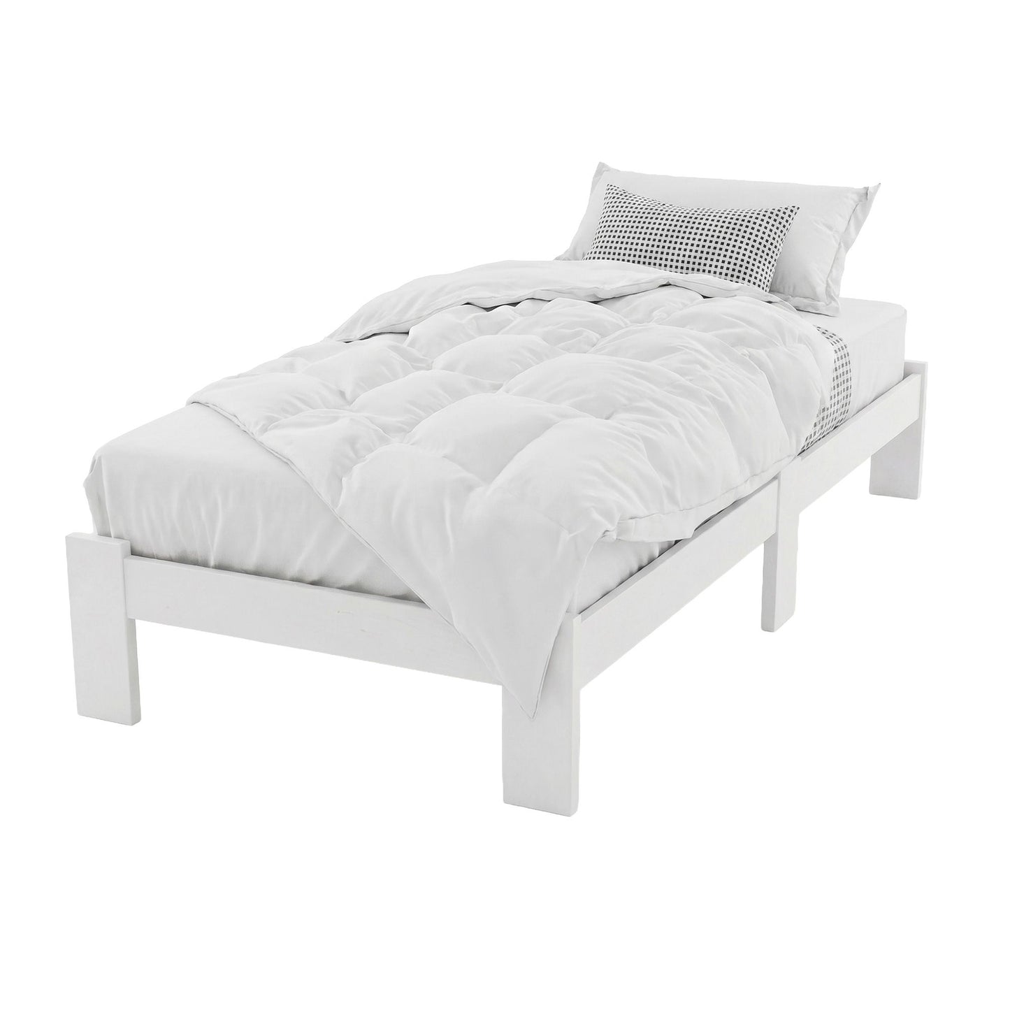 TWSC Bed Frame King Single Size Wooden White JADE