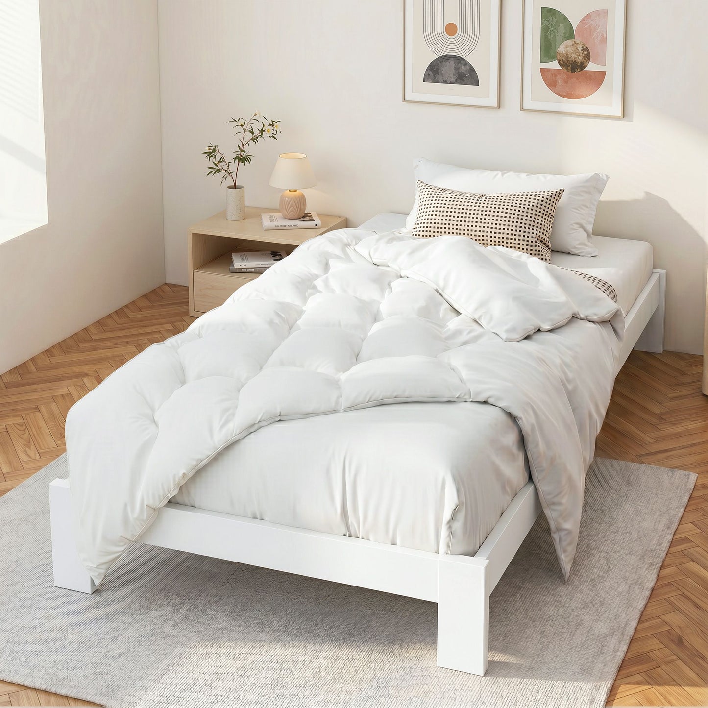 TWSC Bed Frame King Single Size Wooden White JADE