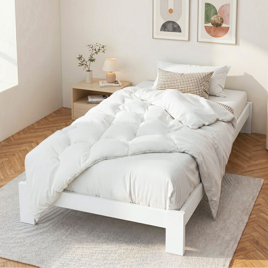 TWSC Bed Frame King Single Size Wooden White JADE