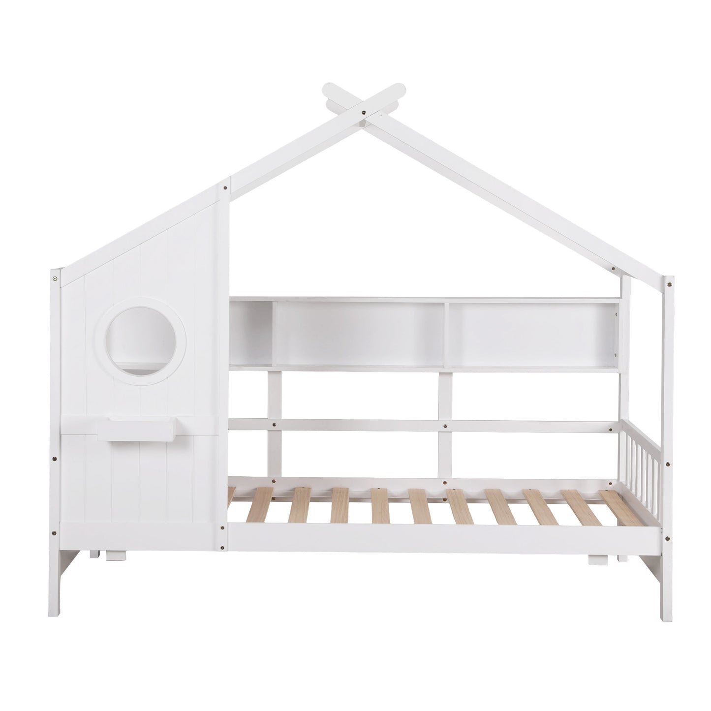TWSC Kids Single Bed Frame House Bed Solid Wood Montessori Bed for Toddler White