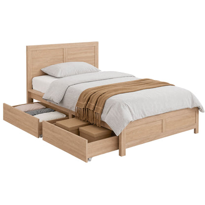 TWSC King Single Size Bed Frame with 2 Drawers Bedroom Furniture