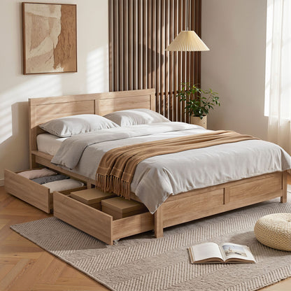 TWSC Queen Size Bed Frame with 2 Drawers Bedroom Furniture