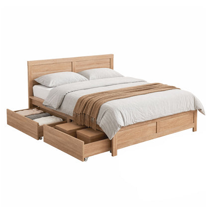 TWSC Queen Size Bed Frame with 2 Drawers Bedroom Furniture