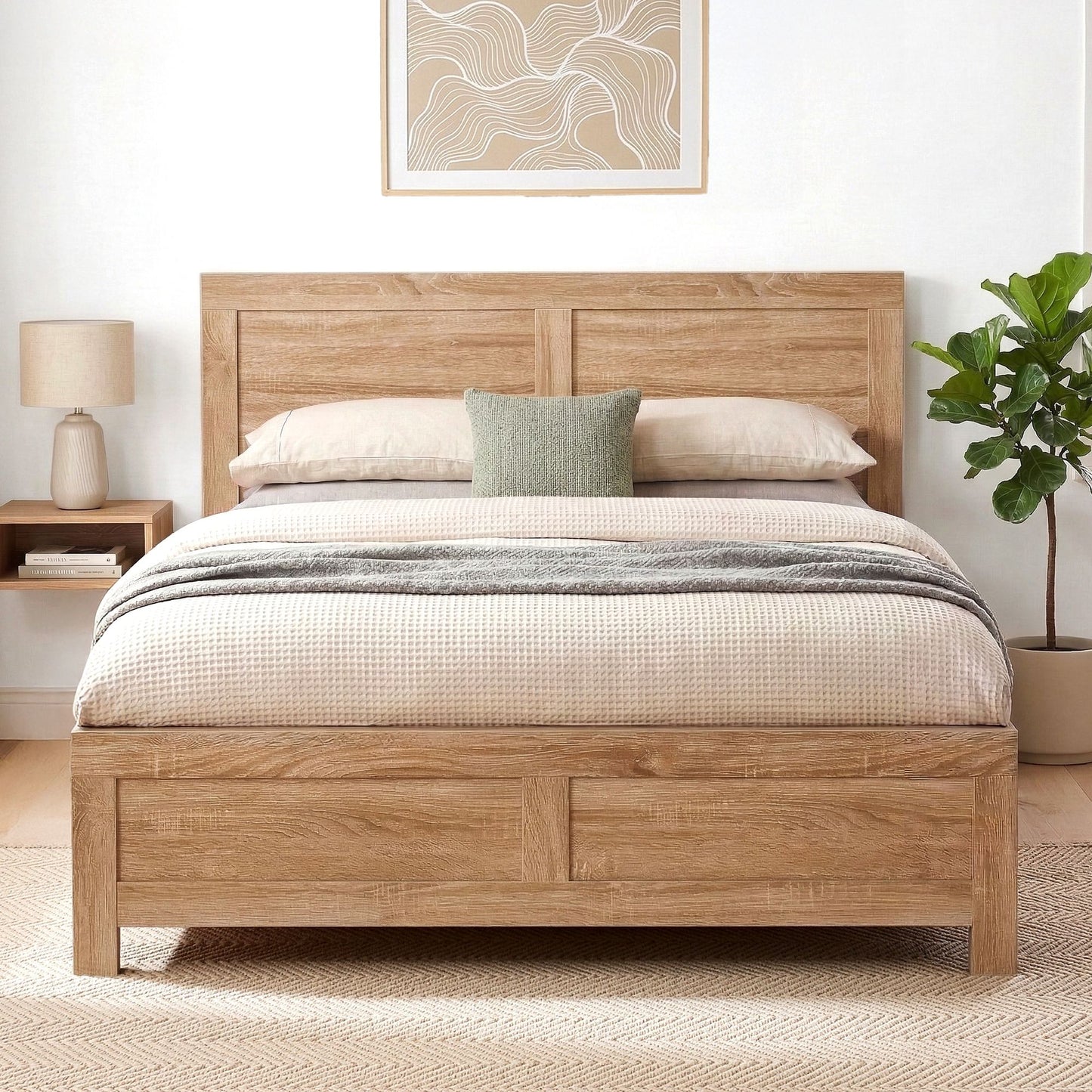 TWSC Single Bed Frame Wooden Bed Base Walnut