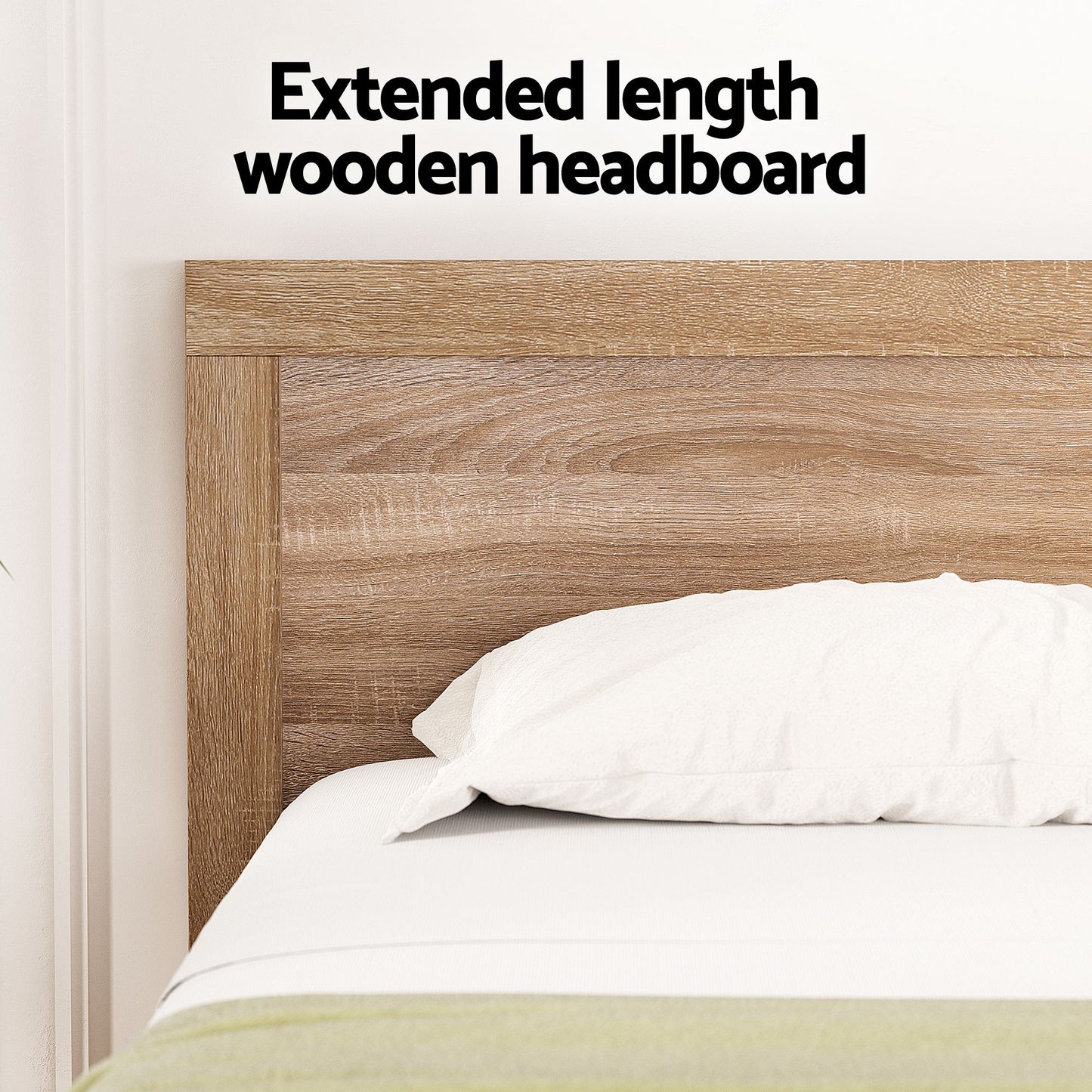 TWSC Single Bed Frame Wooden Bed Base Walnut
