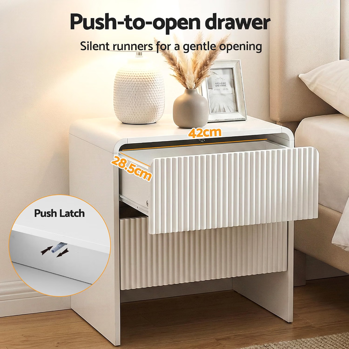 TWSC Double Wooden Bed Frame and 2 Bedside Table Bedroom Furniture Set