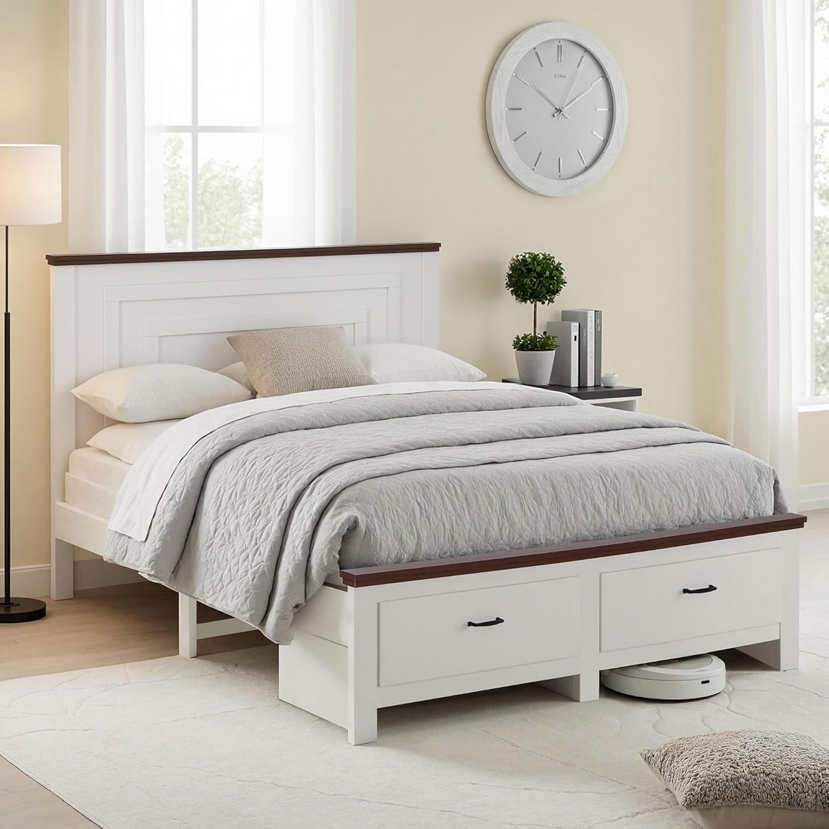 TWSC Queen Wooden Bed Frame and 2 Bedside Table Bedroom Furniture Set