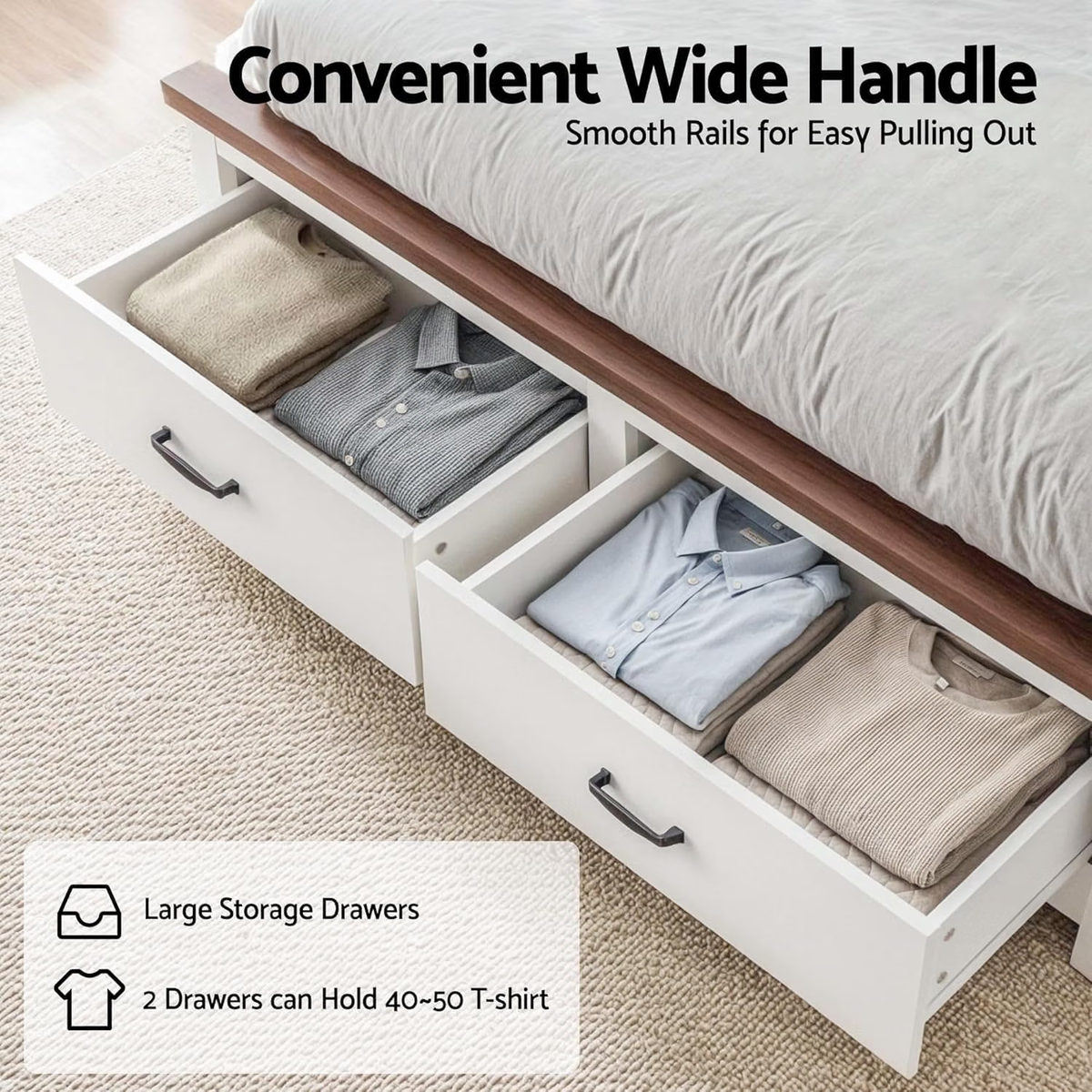 TWSC Queen Wooden Bed Frame and 2 Bedside Table Bedroom Furniture Set