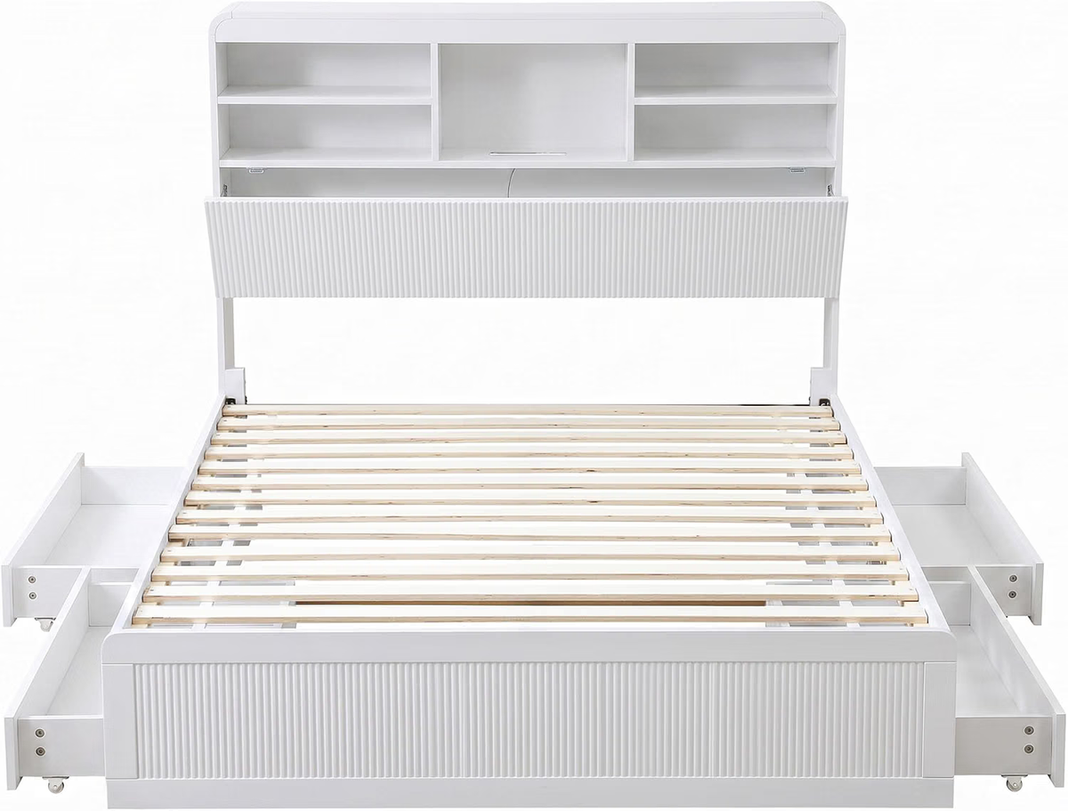 TWSC King Single Bed Frame and 2 Bedside Table Bedroom Furniture Set