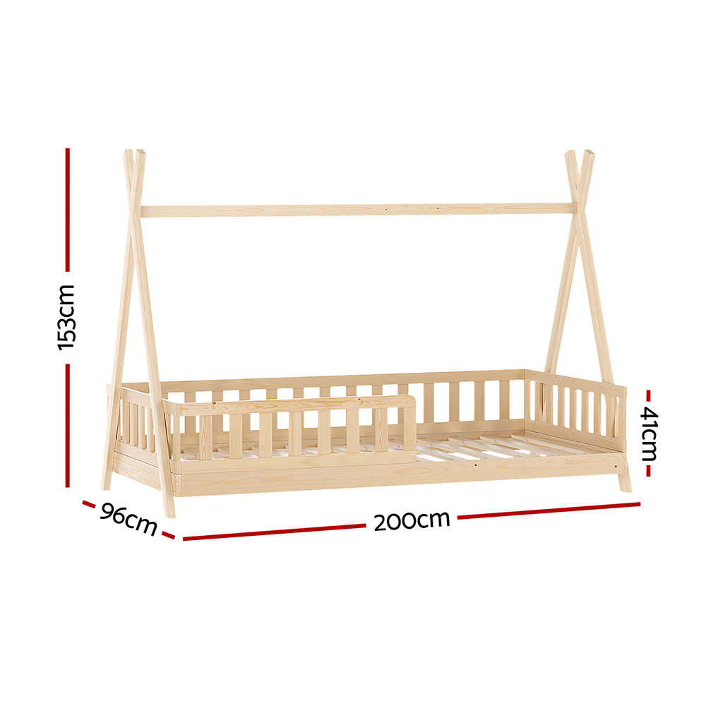 Bed Frame Kids House Design – Solid Pine Wood, Australian Single Size