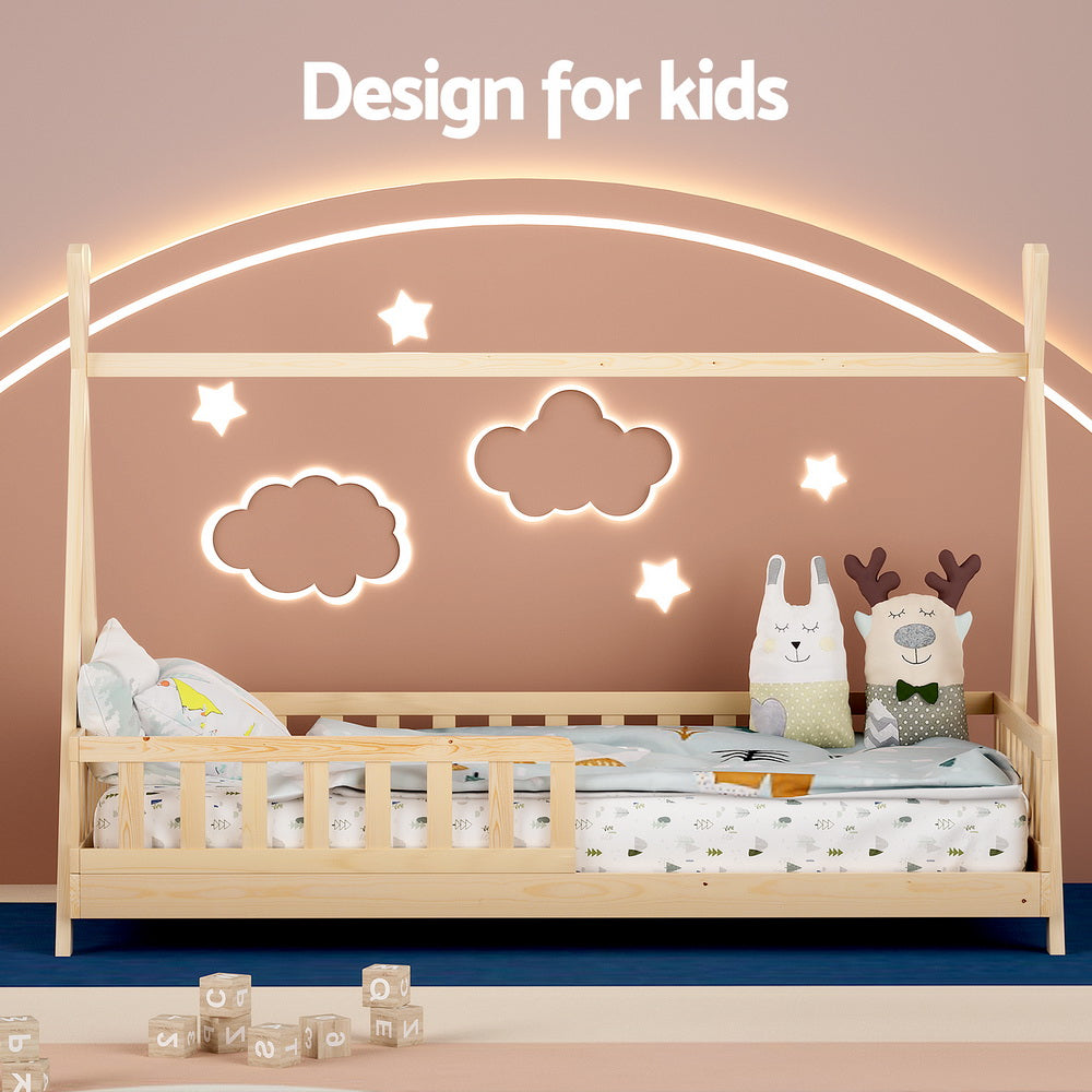Bed Frame Kids House Design – Solid Pine Wood, Australian Single Size