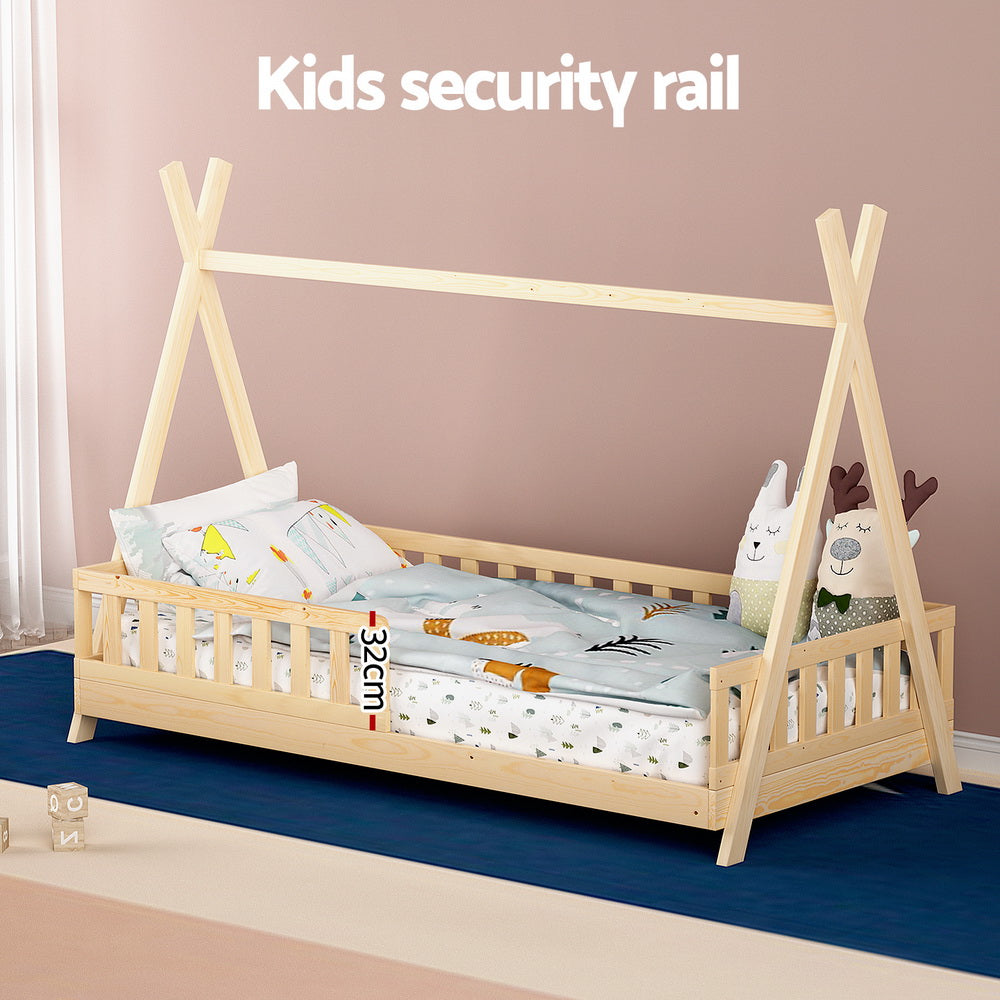 Bed Frame Kids House Design – Solid Pine Wood, Australian Single Size