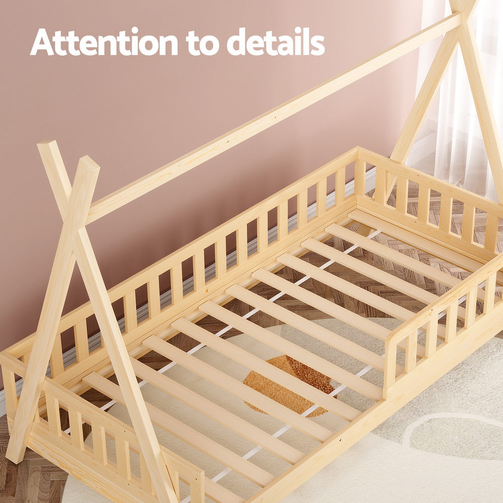 Bed Frame Kids House Design – Solid Pine Wood, Australian Single Size