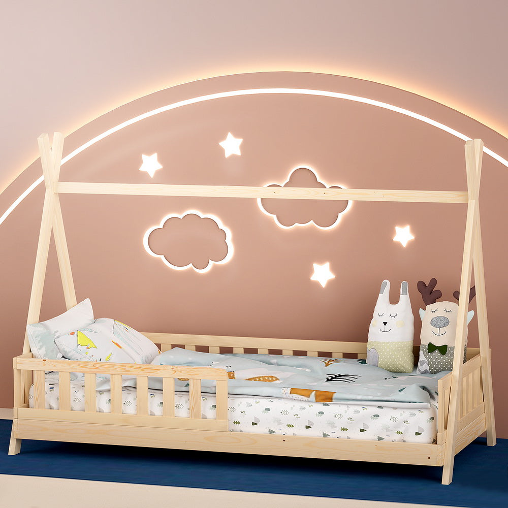 Bed Frame Kids House Design – Solid Pine Wood, Australian Single Size