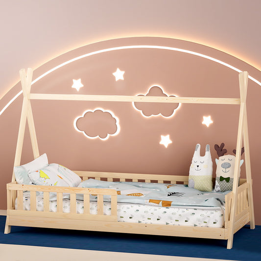 Bed Frame Kids House Design – Solid Pine Wood, Australian Single Size