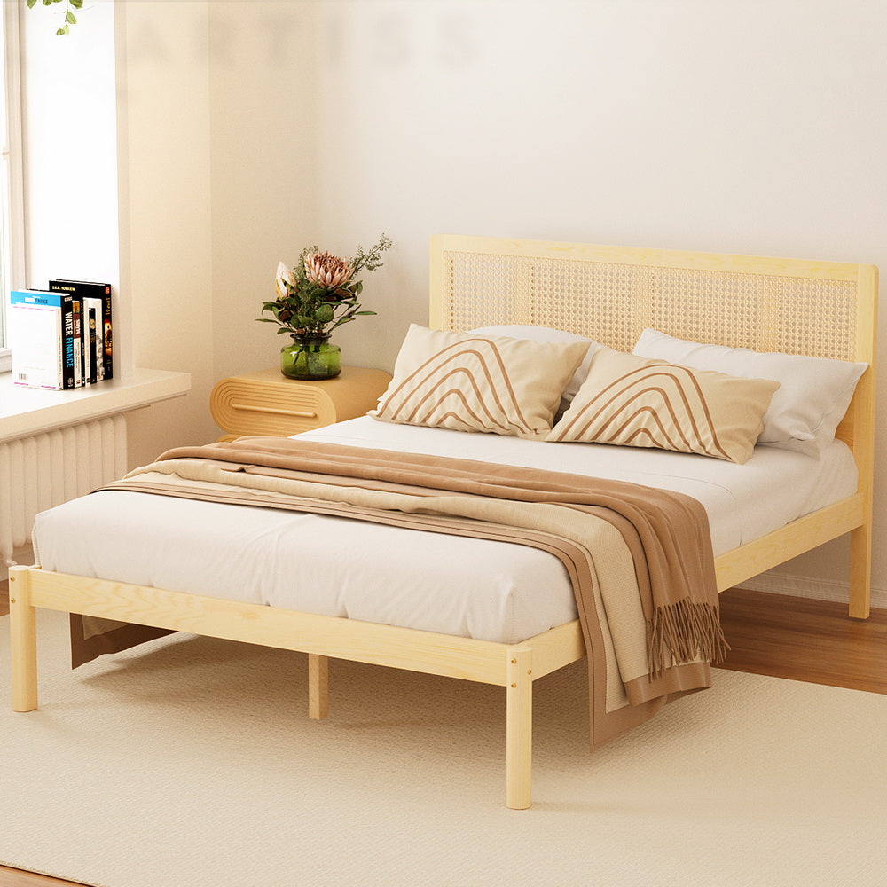 Artiss Bed Frame Rattan Wooden RITA