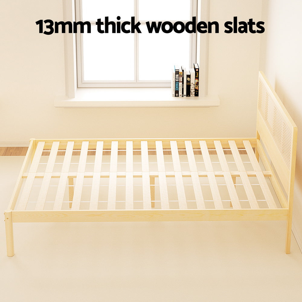 Artiss Bed Frame Rattan Wooden RITA