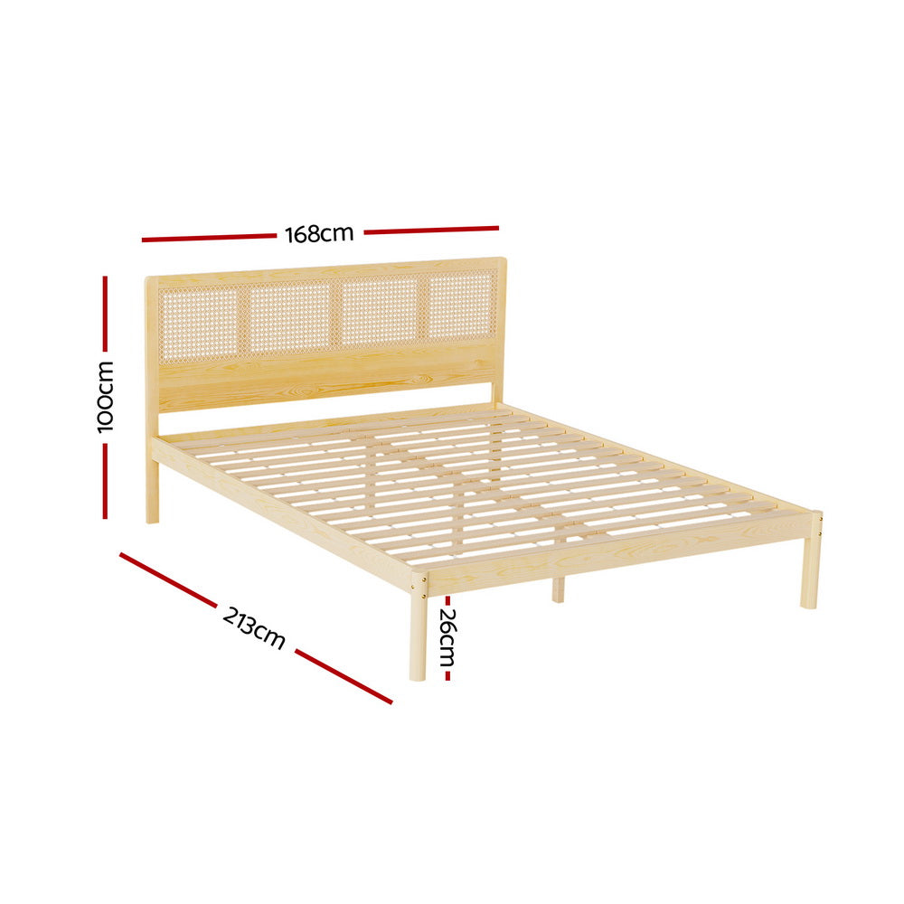 Artiss Bed Frame Rattan Wooden RITA