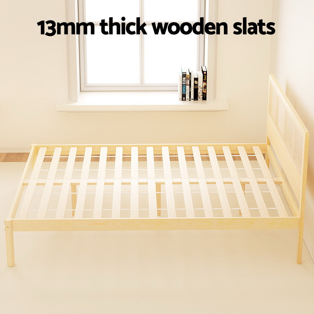 Artiss Bed Frame Rattan Wooden RITA
