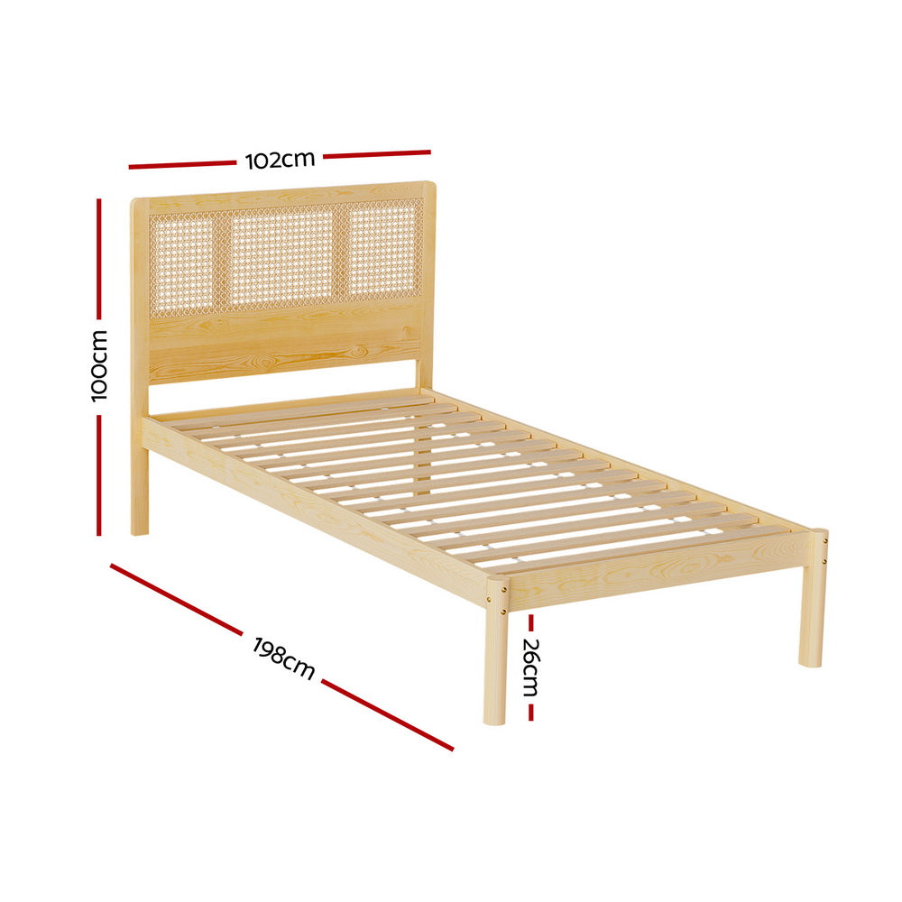 Artiss Bed Frame Rattan Wooden RITA