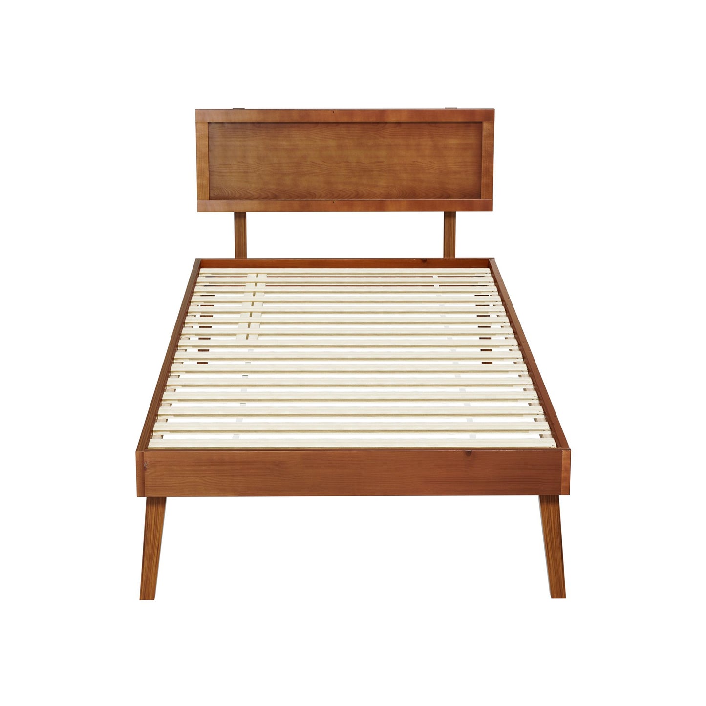 TWSC Bed Frame Single Size Wooden Bed Base Walnut SPLAY