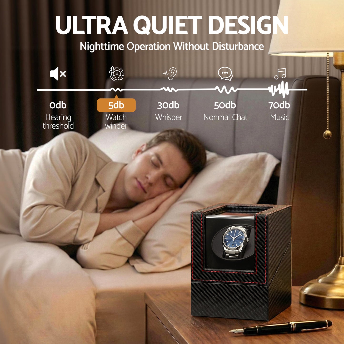 Embellir Watch Winder – Quiet Automatic, Carbon Fibre Black