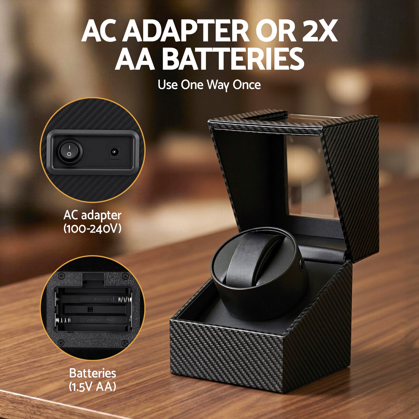 Embellir Watch Winder – Quiet Automatic, Carbon Fibre Black