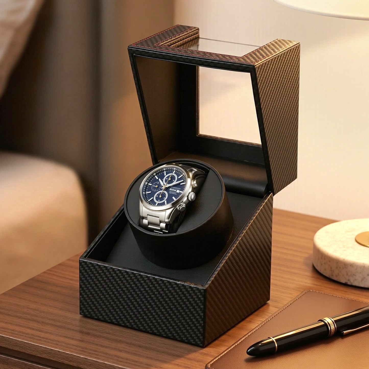Embellir Watch Winder – Quiet Automatic, Carbon Fibre Black