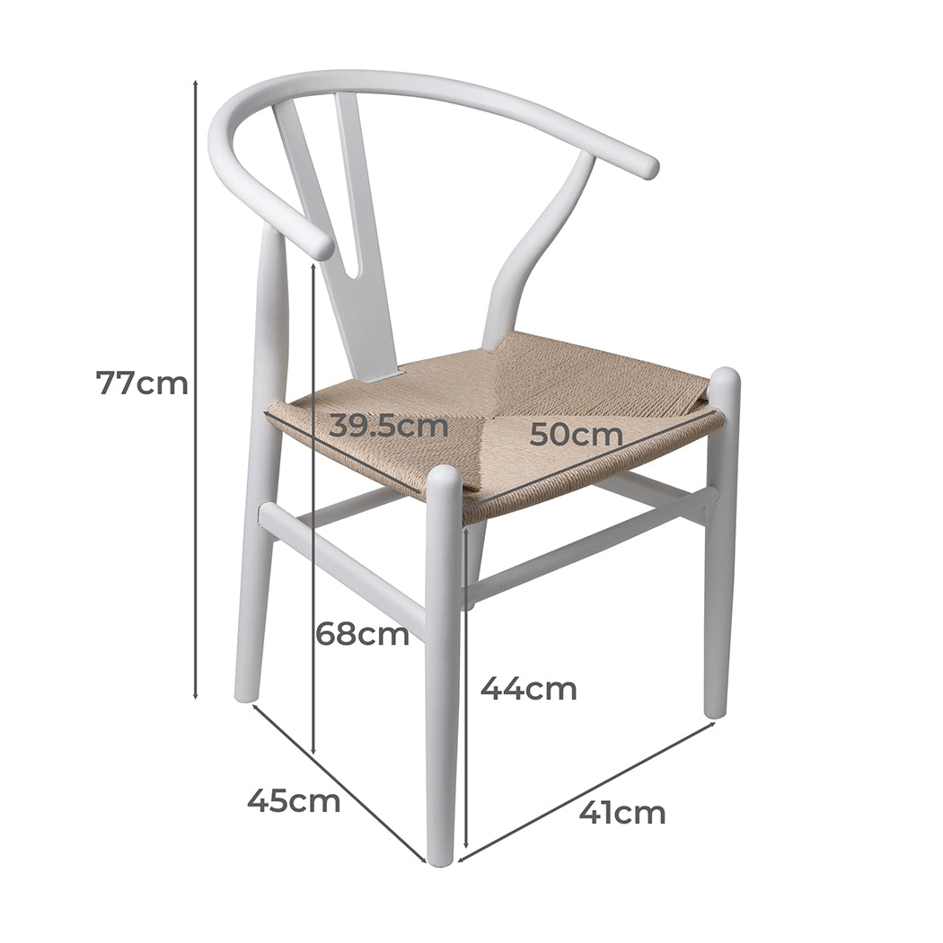 Levede 2x Dining Chairs Wooden Hans White-2065254609450045442