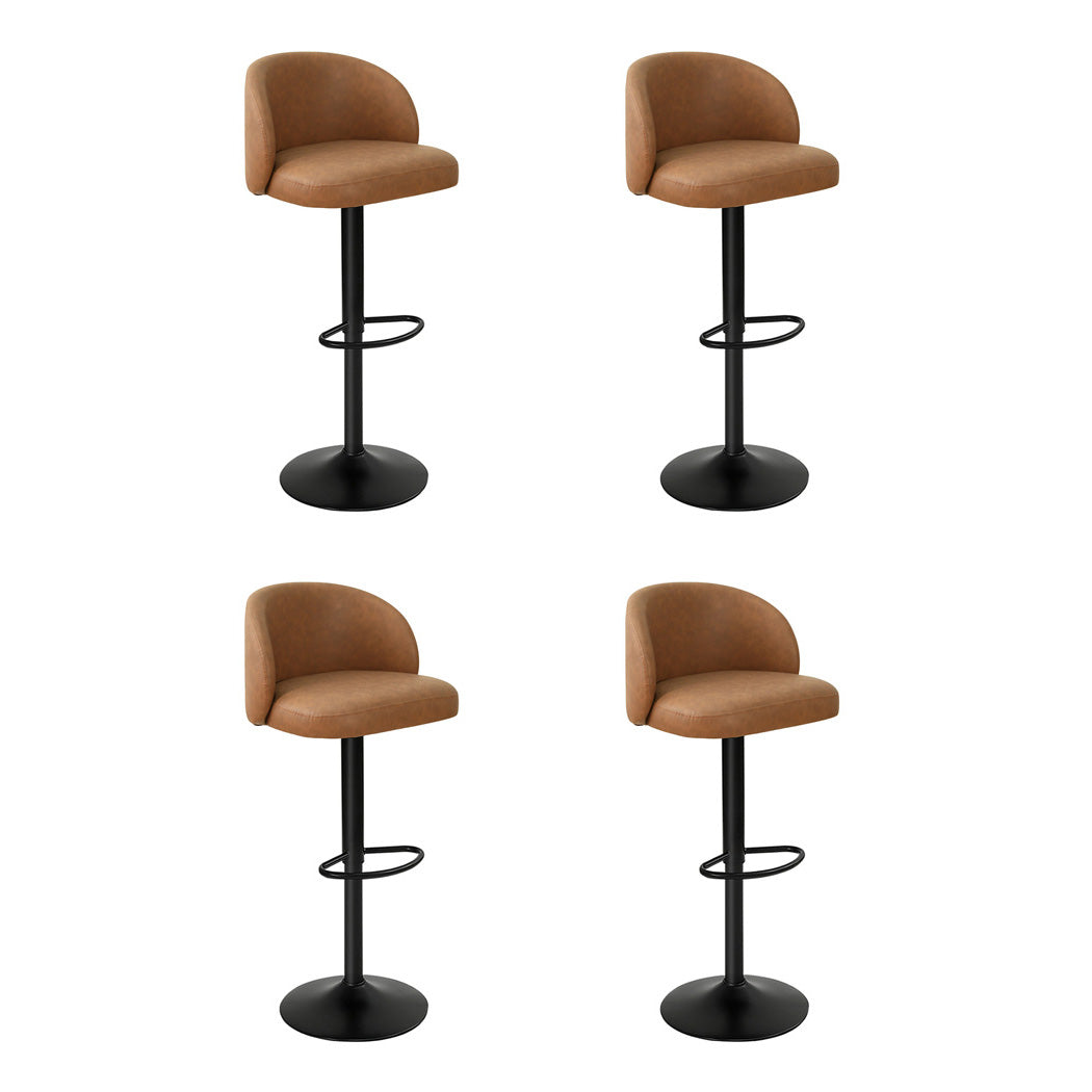 Levede 4x Bar Stool Swivel Gas Lift PU Leather Brown-2065254252045012992