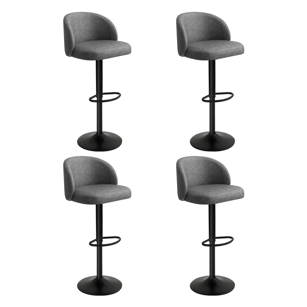Levede 4x Bar Stool Swivel Gas Lift PU Leather Grey-2065254252326031360