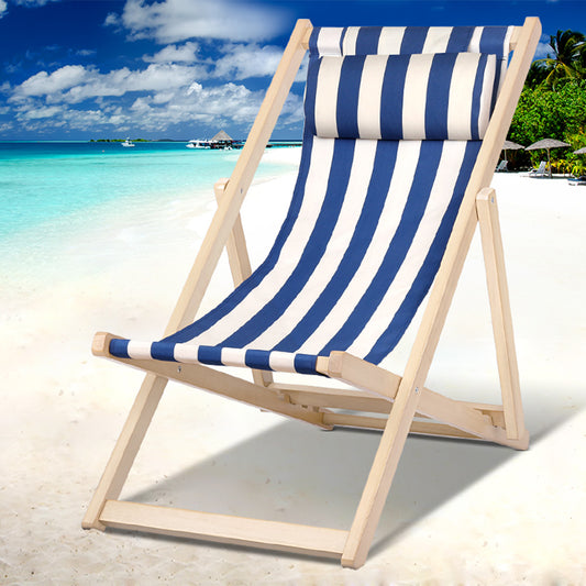 Gardeon Outdoor Deck Chair Wooden Sun Lounge Folding Beach Patio Furniture